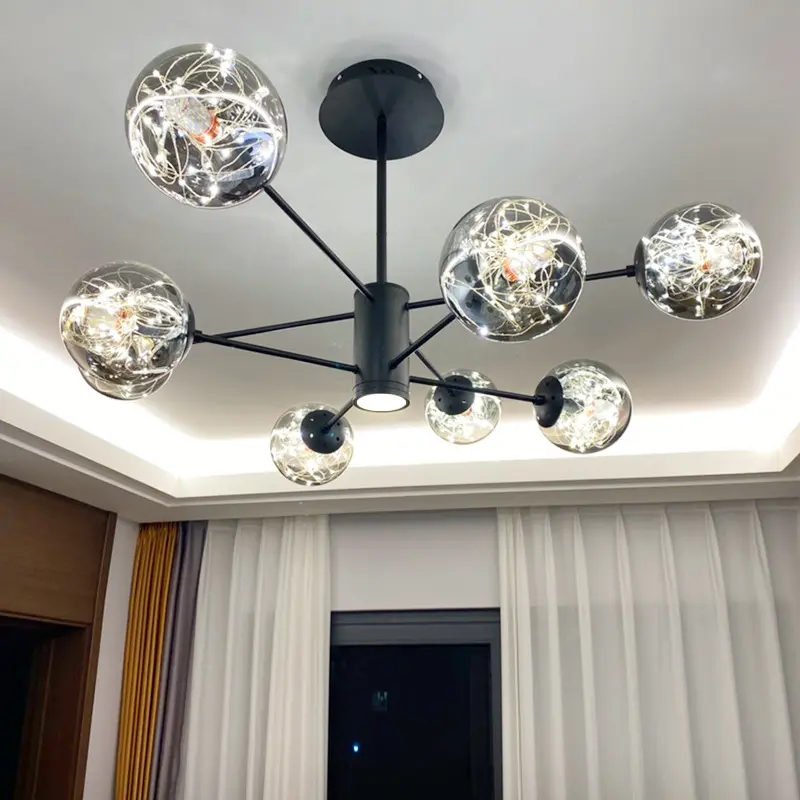 Plafonnier LED suspendu en fer au design européen moderne, luminaire décoratif d'intérieur, idéal pour un salon, un Restaurant, un café, une boutique ou une salle à manger, ampoule E27