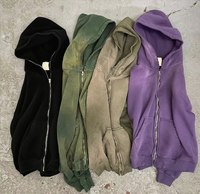 Veste à Capuche Zippée Unisexe Personnalisable en Molleton French Terry, Effet Délavé Singe et Vieilli, Coupe Ample, Plein Zip