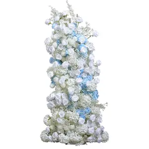 AYOYO OEM Wedding Cake Tower Decoration Blue Theme Artificial Roses Guide Flower Arch Cowl With Flower Row