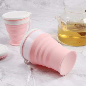 Gobelet de voyage pliable en silicone de qualité alimentaire sans BPA, tasse à café portable pliable avec couvercle, résistant à la chaleur, prix d'usine en gros - Product Image 2