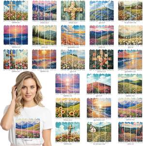 Transferts thermocollants Christian Landscape pour T-shirts, versets bibliques, transferts DTF, vinyle prêt à presser, motifs Croix, Montagne, Mer, décalcomanies thermocollantes - Product Image 1