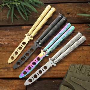 Cuchillo de Práctica de Acero Plegable sin Filo para Entrenamiento de Mano, Juego Deportivo al Aire Libre, Tipo Mariposa, <span class=keywords><strong>CSGO</strong></span> - Product Image 1