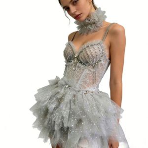 Ensembles de princesse en maille de strass et spandex <span class=keywords><strong>pas</strong></span> chers pour femmes, soutien-gorge et jupes <span class=keywords><strong>tutu</strong></span>, costumes de scène, tenues de danse exotiques pour stripteaseuses adultes - Product Image 3