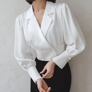 Kiteng kaus wanita poliester kualitas tinggi 2023 kaus wanita crop top lengan puff berpinggang kaus wanita pesanan khusus MOQ kecil