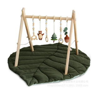 Almohadilla de felpa para dormir para bebé recién nacido 5 en 1, cama de algodón de hoja suave plegable para bebé, juego sensorial de madera, alfombrilla de juego de actividades para gimnasio - Product Image 1