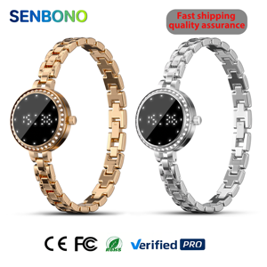 Montre connectée SENBONO pour femmes, boîtier en alliage <span class=keywords><strong>de</strong></span> zinc, IP67, surveillance <span class=keywords><strong>de</strong></span> la fréquence cardiaque, rappel d'appels, gestion du <span class=keywords><strong>cycle</strong></span> <span class=keywords><strong>menstruel</strong></span>, suivi du sommeil - Product Image 1