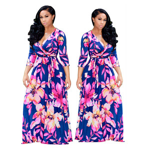 Femmes décontracté Sexy col en V 3/4 manches tenue de club tenues de fête <span class=keywords><strong>Chic</strong></span> sinueuse vacances Boho plage Premium tenues élégantes - Product Image 3