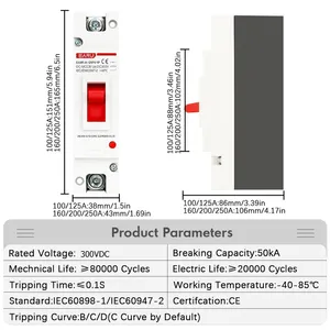 Interruttore Automatico Solare DC EARU MCCB Protezione da Sovraccarico Interruttore Protettore Fotovoltaico <span class=keywords><strong>PV</strong></span> 100A 125A 6ka Potenza di Interruzione EAM1 - Product Image 3