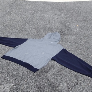 Sweat-shirt à capuche zippé pour homme, gris et bleu marine, à blocs de couleurs, manches raglan, coupe oversize, décontracté, pour l'automne - Product Image 2