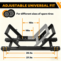 Support de roue de secours universel JH-Mech pour camionnettes, compatible avec les pneus de 33 à 40 pouces, en acier carbone noir, porte-roue de secours pour benne de camion