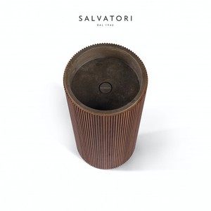 Salvatatori Adda moderno lavello Freestanding in legno a costine di pietra naturale materiale in resina per bagno Hotel uso ovale lavaggio a mano - Product Image 1
