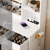 Commode de chambre à coucher en bois durable et moderne, de couleur blanche, avec éclairage LED intégré