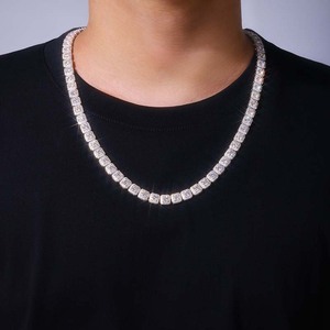 Micro Moissanite collana a catena da Tennis a grappolo S925 argento 18K placcato <span class=keywords><strong>oro</strong></span> bianco D colore VVS taglio brillante passa Tester di diamanti - Product Image 1