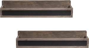 Ensemble de 3 boîtes de rangement murales flottantes de style rétro simple, gris pierre, avec support pour pots à épices en bois et tableau noir pour étiquettes - Product Image 4