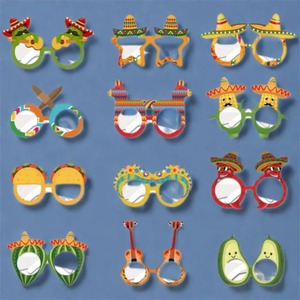 12 paires de lunettes amusantes à thème mexicain, lunettes en papier de dessin animé à faire soi-même pour fête, lunettes exquises pour Fiesta, lunettes fousseuses Hawaï, été tropical - Product Image 3