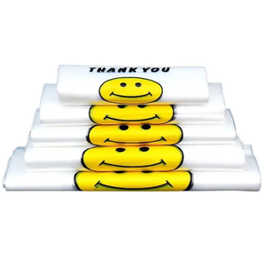 Emballage recyclé avec logo personnalisé patch anse sac de t-shirt promotionnel sac à provisions en plastique d'épicerie de supermarché alimentaire - Product Image 1