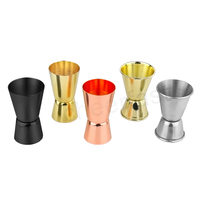 Jigger à cocktail double tête en acier inoxydable, mesureur en métal argenté pour barman, très populaire, 1 oz et 2 oz
