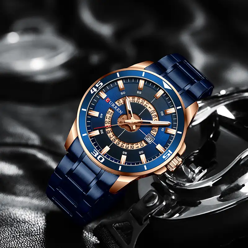CURREN 8359 de acero inoxidable de los hombres de diseño de moda Reloj de pulsera de cuarzo con fecha Reloj Hombre Reloj de los hombres