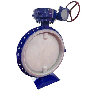 Válvula de mariposa tipo wafer con engranaje helicoidal D341F4 16C, revestida con fluoropolímero y bridas, de acero inoxidable 304 para medios corrosivos - Product Image 4