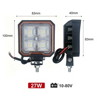 Mini Lámpara LED Cuadrada de 18W, 10-80V DC, Resistente al Agua, para Trabajo Pesado, Construcción, Vehículos Todoterreno