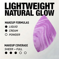 Ensemble de pinceaux de maquillage Lilac Skies Cloud-Skin Base 2 pièces, ensemble de pinceaux pour fond de teint et éponge de mélange pour une couverture de fond de teint lisse