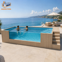Piscine préfabriquée hors sol innovante de 20 pieds avec fenêtre mosaïque en fibre de verre, grand spa de nage de 40 pieds, jacuzzi en conteneur