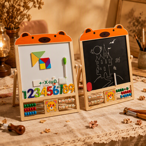 Lavagna Magnetica Bifacciale Personalizzata in Legno Massello per Bambini con Abaco, Orologio e Tavola per <span class=keywords><strong>Disegno</strong></span> Alfabeto Arabo - Product Image 6