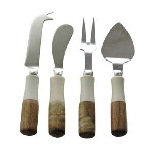 Juego de herramientas de corte de acero inoxidable para casa, cortador de queso personalizado con mango de madera, regalos de lujo caseros, 4 piezas - Product Image 6