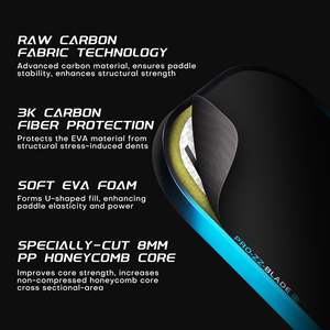 ไม้แบดมินตัน FitSpark Blade รุ่น T300 ผลิตจากคาร์บอนไฟเบอร์ แกน PP รังผึ้ง หนา 16 มม. น้ำหนักเบา ได้รับการรับรองจาก USAPA ไม่มีขอบ พกพาสะดวก ทันสมัย - Product Image 2