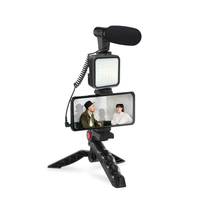 Kit de microphone vidéo pour diffusion en direct, microphone à condensateur de type fusil pour YouTube, TikTok, vlogging, appareil photo de téléphone avec lumière LED