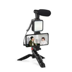 Kit de microphone vidéo pour diffusion en direct, microphone à condensateur de type fusil pour YouTube, <span class=keywords><strong>TikTok</strong></span>, vlogging, appareil photo de téléphone avec lumière LED - Product Image 4