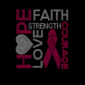 Fer personnalisé vêtements cristal Flatback strass transfert espoir amour foi ruban de sensibilisation au Cancer du sein Technique Hot-Fix - Product Image 2