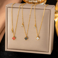 Collier Mini Trèfle Style Européen et Américain pour Femme, Nouvelle Arrivée 2026, Ras-de-cou Fleur Double Face en Acier Inoxydable Plaqué Or Véritable