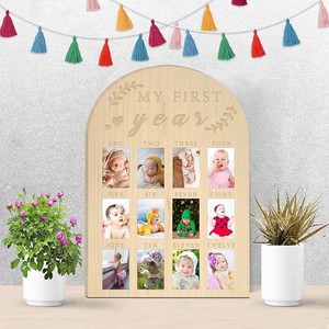 Cadeau personnalisé pour bébé, <span class=keywords><strong>tableau</strong></span> <span class=keywords><strong>photo</strong></span> en bois pour la première année du bébé - Product Image 4