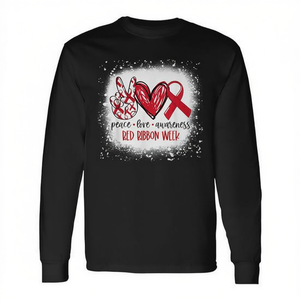 T-shirt à manches longues pour la Semaine du Ruban Rouge de Sensibilisation à la Paix et à l'Amour, sans drogue, anti-drogue - Product Image 2