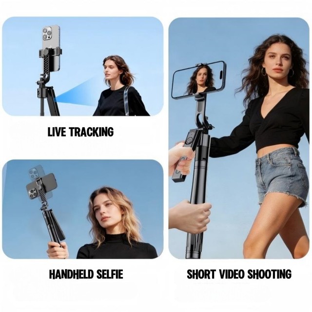 Heavy Duty Wind-Resistant Outdoor Foldable Tripod AI Self Tracking Phone Mount Extendable Aluminum Alloy Monopod/Tripod Stand