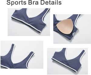 8843 logo personnalisé soutien-gorge de sport passepoil blanc et short coupe en V Yoga Pilates Fitness costume vêtements actifs pour femmes pour Studio Gym <span class=keywords><strong>Club</strong></span> - Product Image 5