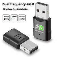 Adaptador WiFi, 600Mbps con banda dual de 5GHz/2,4 GHz, adaptador de red inalámbrico WiFi Dongle para PC portátil compatible con Windows 7/8/10/11