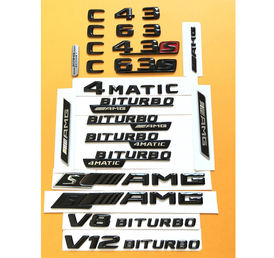 AMG Black Emblem Decal Set – Fits Mercedes GLK300, C43, CL63, SL55, SLK, CLA & More
