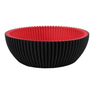 Ciotola Scanalata Stampata in 3D Nera con Interno Rosso per Tavolino da Caffè, Bancone Cucina, Decorazione Centrotavola - Product Image 3