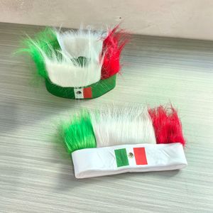 Accesorio de Disfraz para el Día de la Independencia de México, Diadema Patriótica Verde, Blanca y Roja, Diadema con Peluca de la Bandera Mexicana - Product Image 5