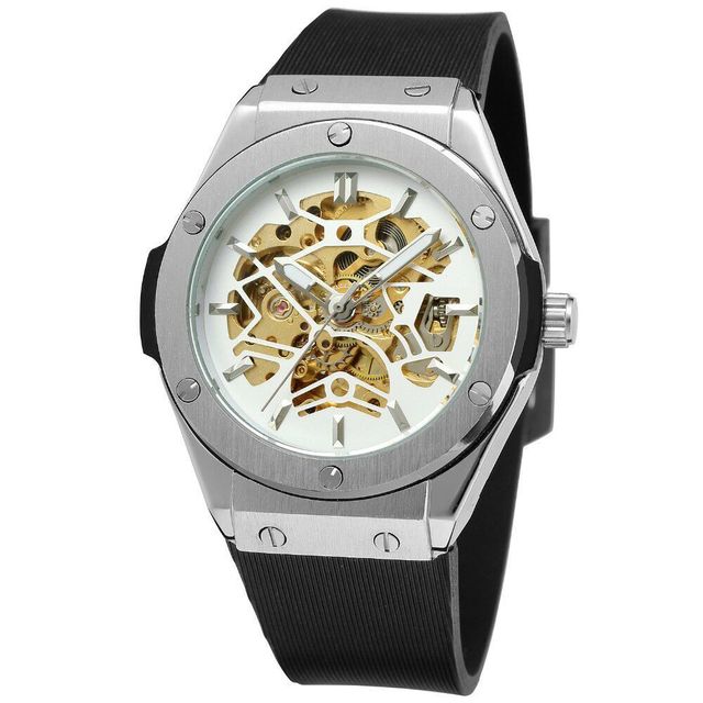 Wholesale Ready to Ship Skeleton Design Gold Visible Mechanical Movement Japanese Waterproof Men Forsining Automatic Watches