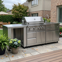 Meuble de cuisine extérieur en acier inoxydable 304, étanche, modulaire, multifonctionnel pour jardin - Vente chaude