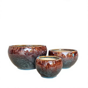 Ensemble de pots de fleurs en céramique émaillée, style moderne, pour l'intérieur et l'extérieur, avec soucoupes et trous de drainage, pour la décoration de la maison et du jardin - Product Image 2
