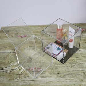 <span class=keywords><strong>Caja</strong></span> de almacenamiento de escritorio personalizada, organizador de alta calidad de acrílico transparente con Base negra y logotipo impreso con tapa - Product Image 1