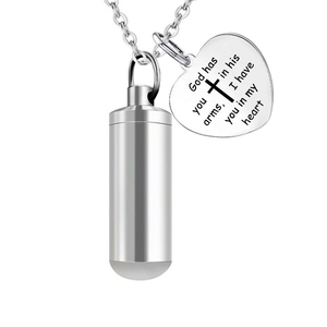 스테인레스 스틸 크로스 실린더 펜던트 애완 동물/인간의 화장 쥬얼리 기념관 목걸이 - Product Image 1
