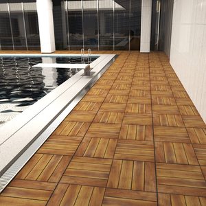 Livraison gratuite en stock Lot de 27 pièces 36 pièces 12 "X 12" Carreaux de sol à emboîtement en bois massif Carrelage de patio à emboîtement - Product Image 5