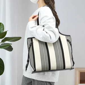 Zuolunduo phụ nữ mới Tote Túi Thời Trang Retro Joker Sọc Thiết kế xách tay Vai Túi - Product Image 2