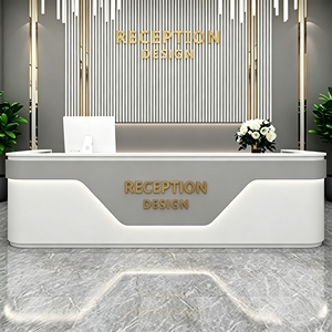 CR189 Comptoir de service élégant et personnalisable pour hall d'entrée, table de réception moderne pour entreprise, comptoir de caisse pour la réception et le commerce de détail - Product Image 1