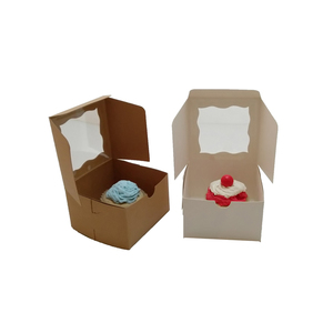 Boîtes d'emballage alimentaire jetables personnalisées pour muffins individuels, couleur unie, pliables, en papier kraft brun, mini-boîte à cupcakes avec fenêtre - Product Image 6